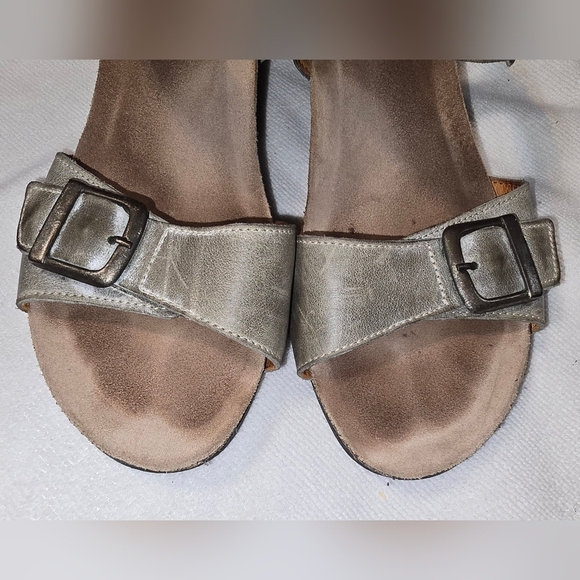 Taos Graphite Gray Buckle Up Wedge Sandal Leather EU 39 or US Women's 8 or 8.5 - Picture 7 of 9